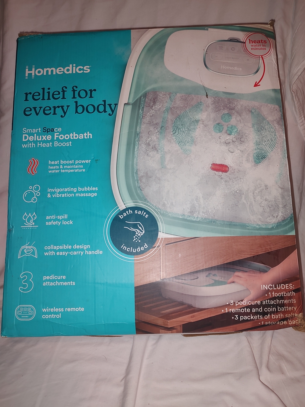 Homedics Deluxe Footbath with Heat Boost - Teal/White